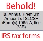 IRS tax Form 8965 draft: SLCSP equals Second Lowest Cost Silver Plan